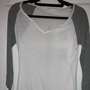 White long sleeve with gray sleeves